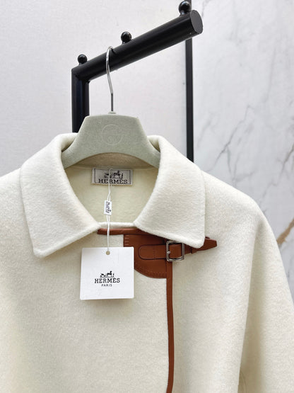 He 25 Sheepskin button wool cashmere coat(BEIGI/BLACK)