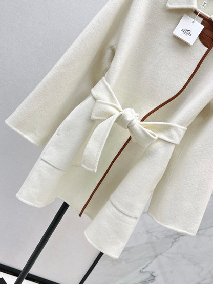 He 25 Sheepskin button wool cashmere coat(BEIGI/BLACK)