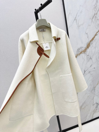 He 25 Sheepskin button wool cashmere coat(BEIGI/BLACK)