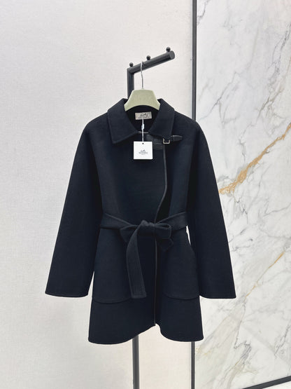 He 25 Sheepskin button wool cashmere coat(BEIGI/BLACK)