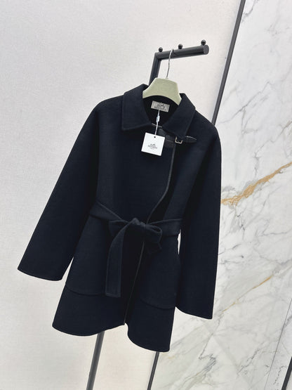 He 25 Sheepskin button wool cashmere coat(BEIGI/BLACK)