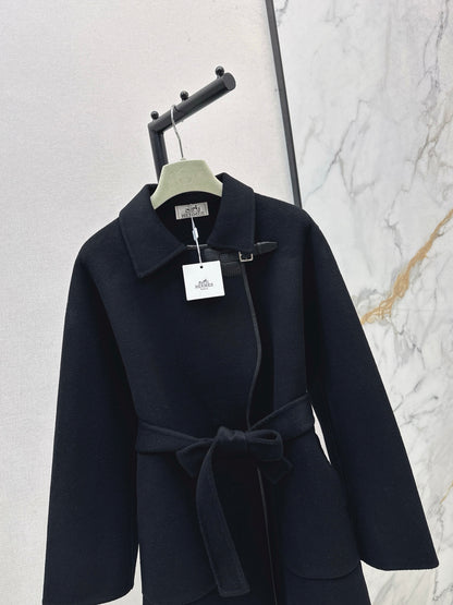 He 25 Sheepskin button wool cashmere coat(BEIGI/BLACK)