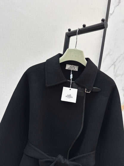 He 25 Sheepskin button wool cashmere coat(BEIGI/BLACK)