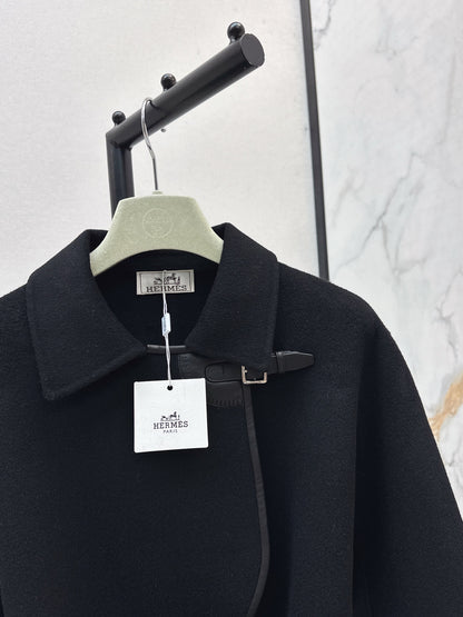 He 25 Sheepskin button wool cashmere coat(BEIGI/BLACK)