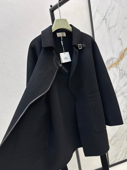 He 25 Sheepskin button wool cashmere coat(BEIGI/BLACK)