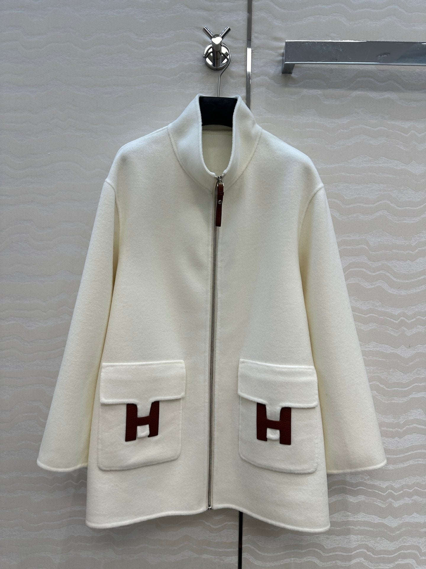 He 25 Double-sided stand-up collar wool and cashmere coat(BEIGI/BLACK)