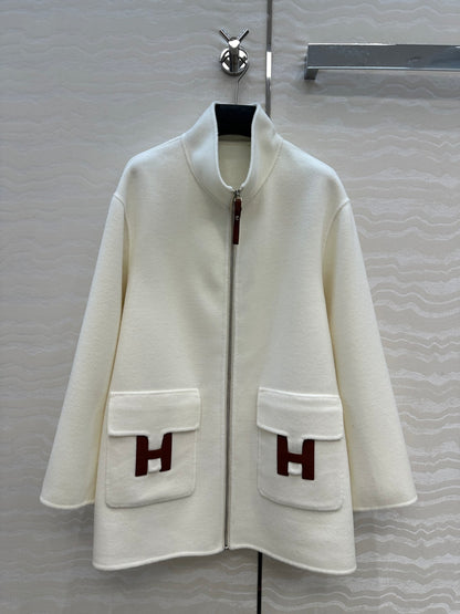 He 25 Double-sided stand-up collar wool and cashmere coat(BEIGI/BLACK)
