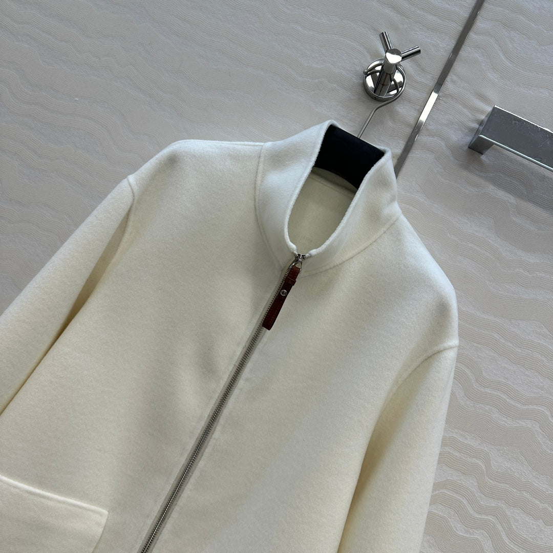 He 25 Double-sided stand-up collar wool and cashmere coat(BEIGI/BLACK)