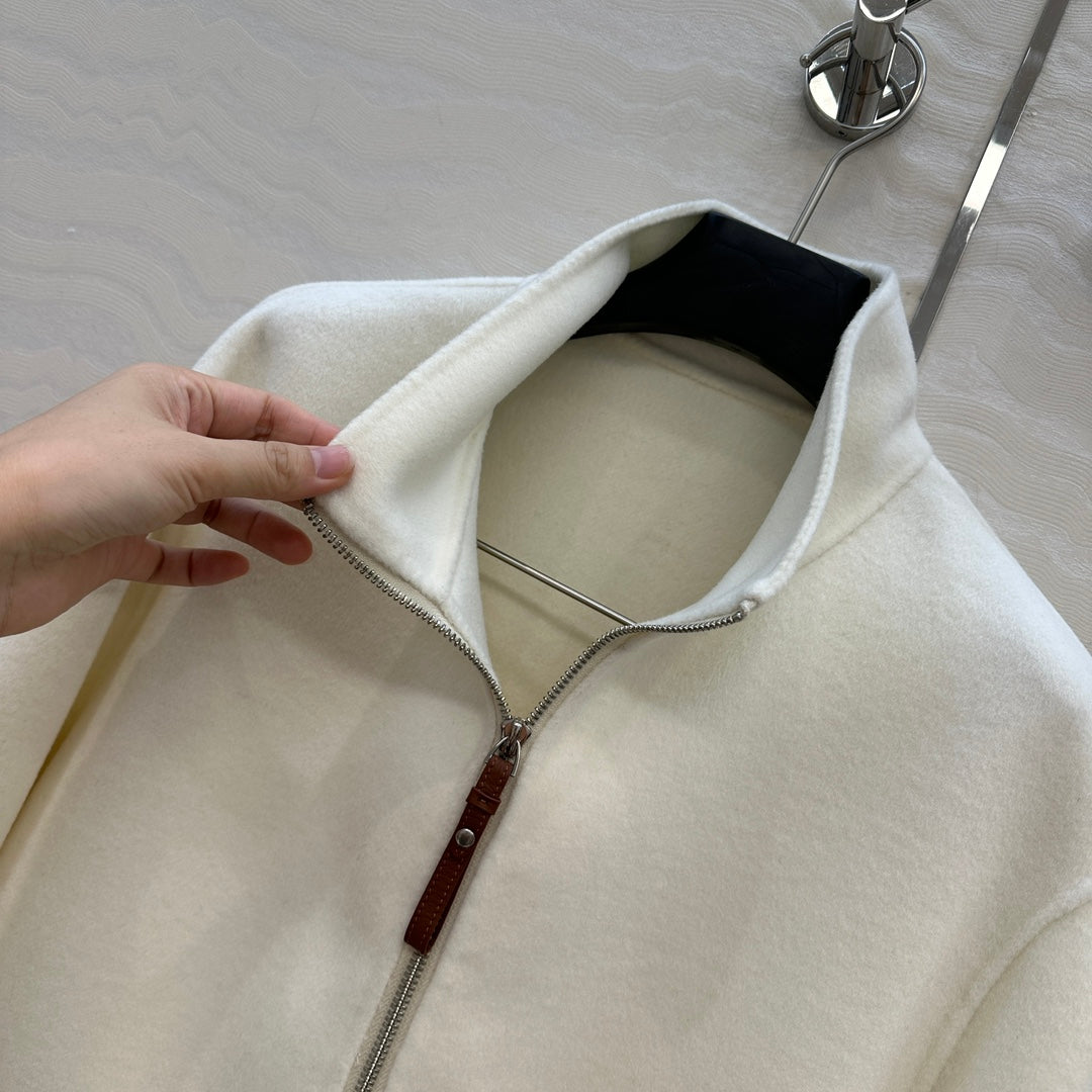 He 25 Double-sided stand-up collar wool and cashmere coat(BEIGI/BLACK)