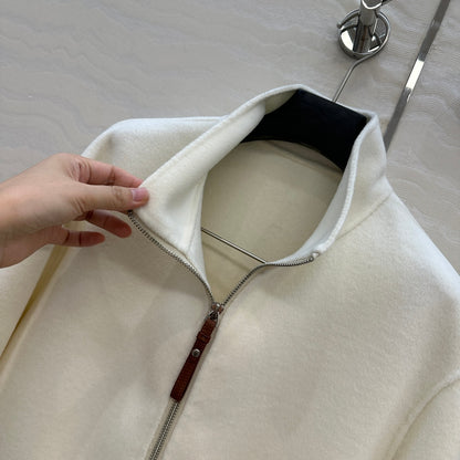 He 25 Double-sided stand-up collar wool and cashmere coat(BEIGI/BLACK)