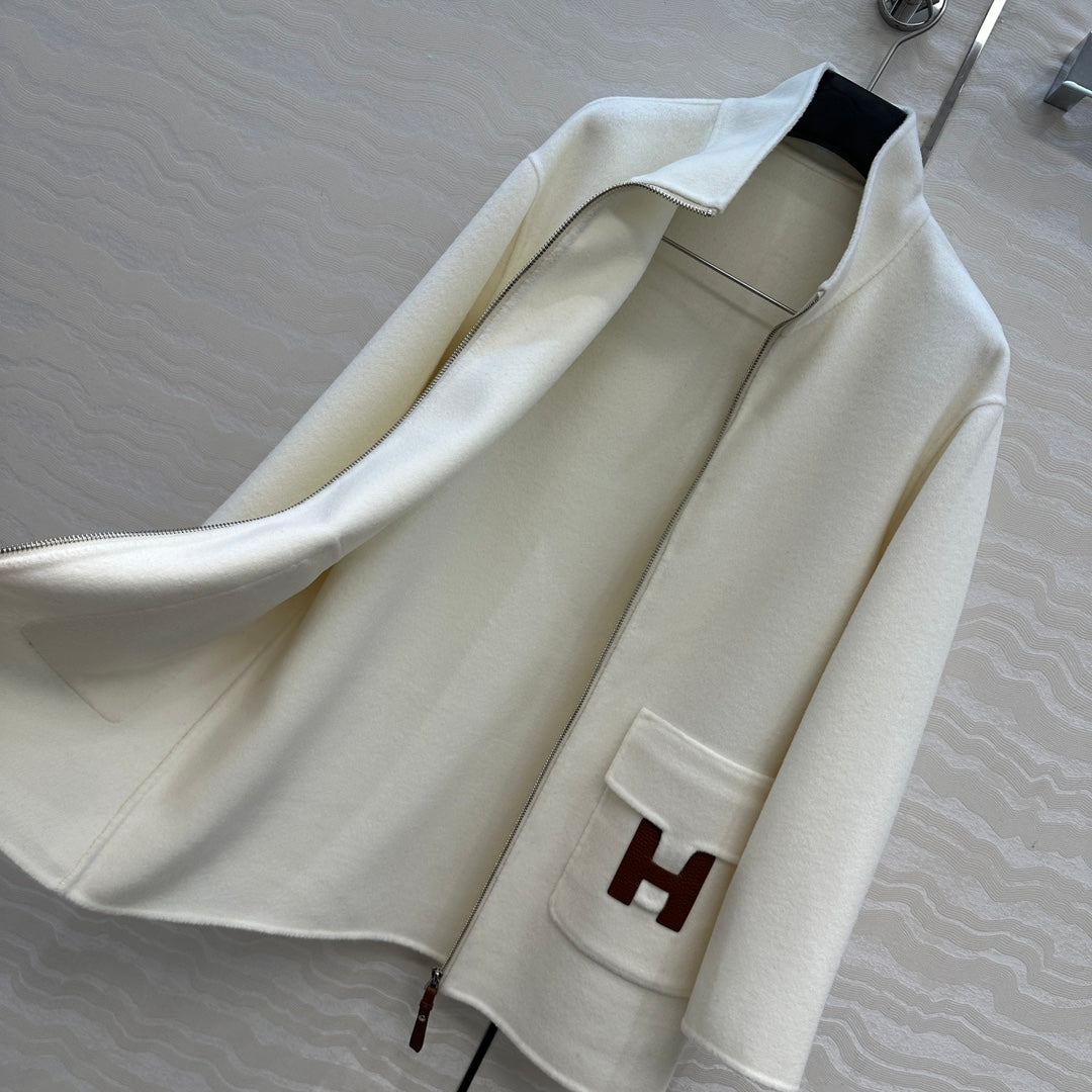 He 25 Double-sided stand-up collar wool and cashmere coat(BEIGI/BLACK)
