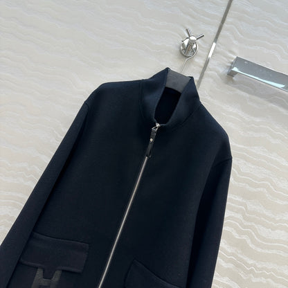 He 25 Double-sided stand-up collar wool and cashmere coat(BEIGI/BLACK)