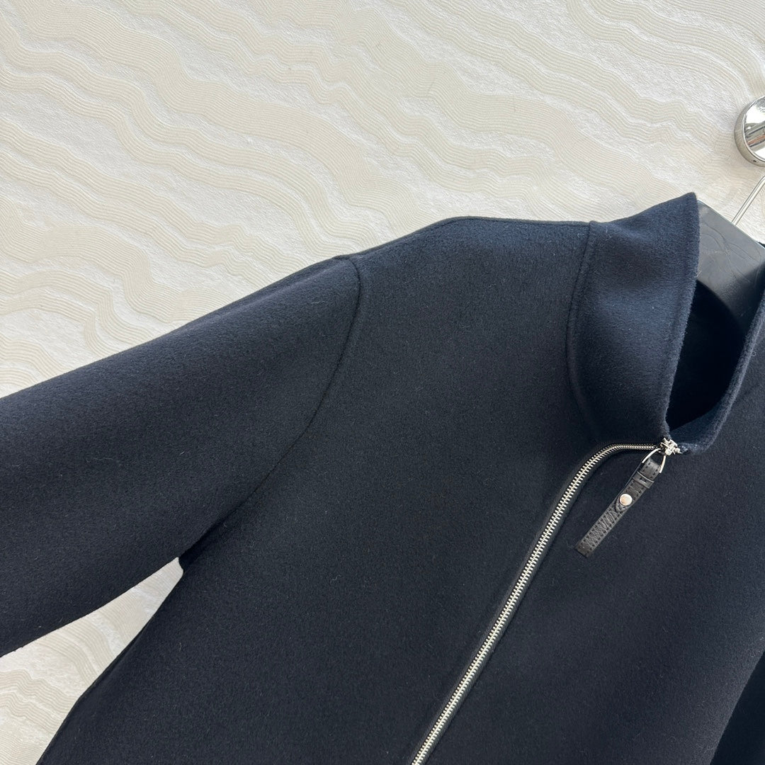 He 25 Double-sided stand-up collar wool and cashmere coat(BEIGI/BLACK)