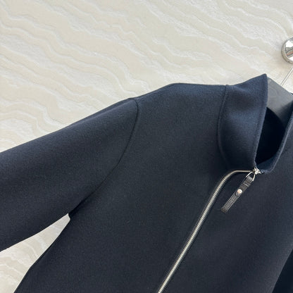 He 25 Double-sided stand-up collar wool and cashmere coat(BEIGI/BLACK)