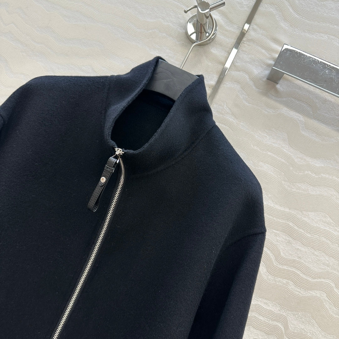He 25 Double-sided stand-up collar wool and cashmere coat(BEIGI/BLACK)