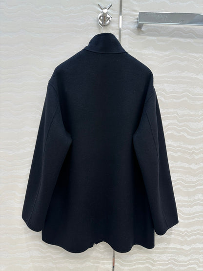 He 25 Double-sided stand-up collar wool and cashmere coat(BEIGI/BLACK)