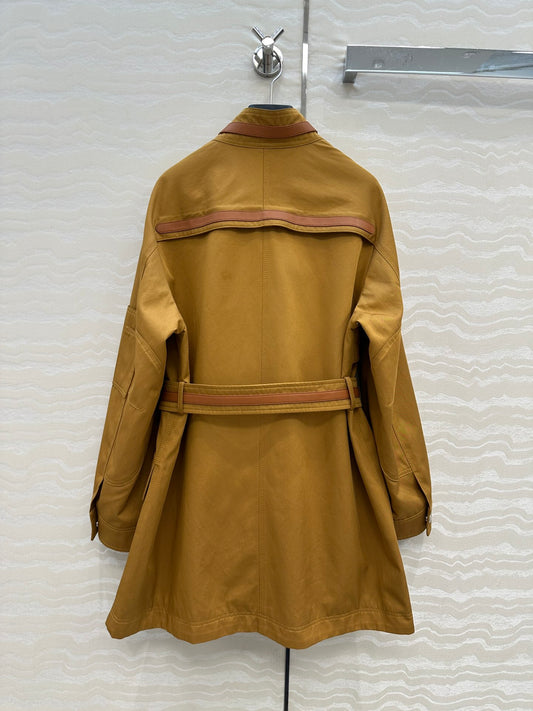 He 25 Leather-trimmed equestrian trench coat