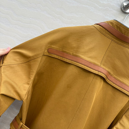 He 25 Leather-trimmed equestrian trench coat