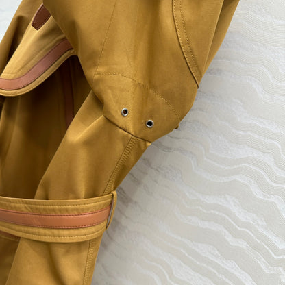 He 25 Leather-trimmed equestrian trench coat