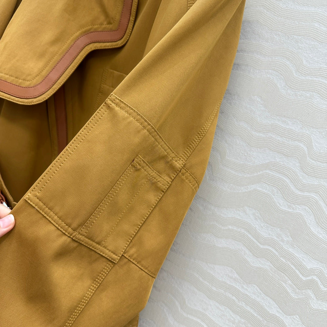 He 25 Leather-trimmed equestrian trench coat