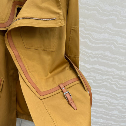 He 25 Leather-trimmed equestrian trench coat