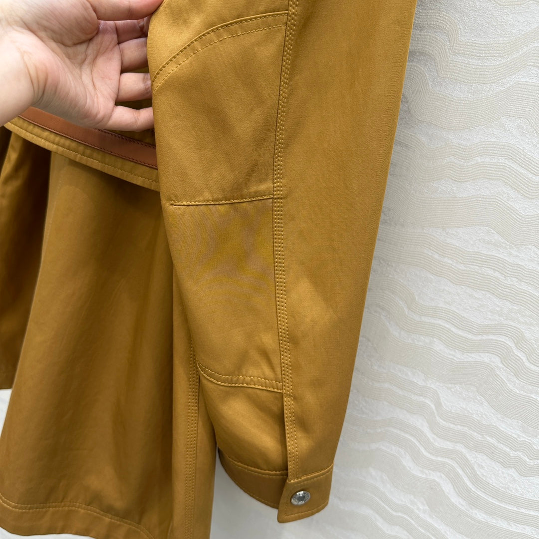He 25 Leather-trimmed equestrian trench coat