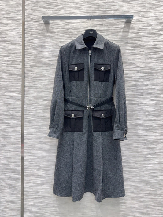 Di 25fw New Multi-Pocket Wool Dress（KAHKI/GRAY）