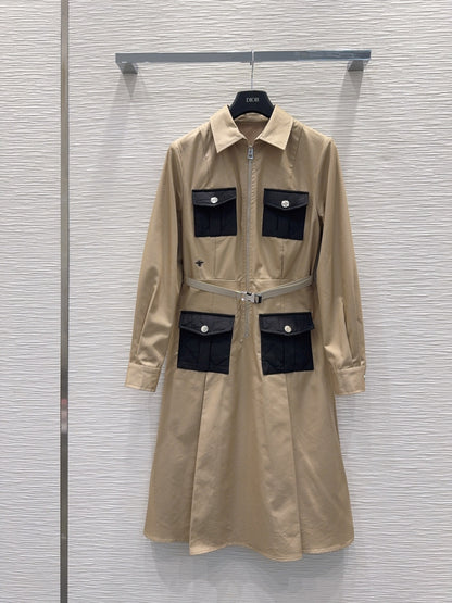 Di 25fw New Multi-Pocket Wool Dress（KAHKI/GRAY）