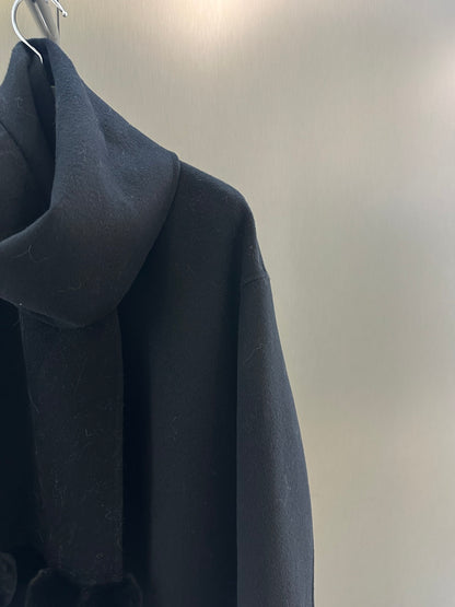Di 25 New fox fur wool coat with matching scarf(BEIGI/BLACK/PINK)