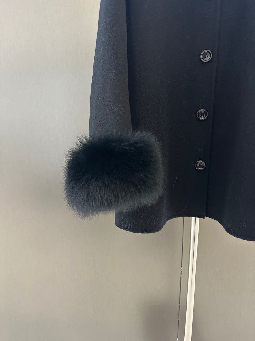 Di 25 New fox fur wool coat with matching scarf(BEIGI/BLACK/PINK)