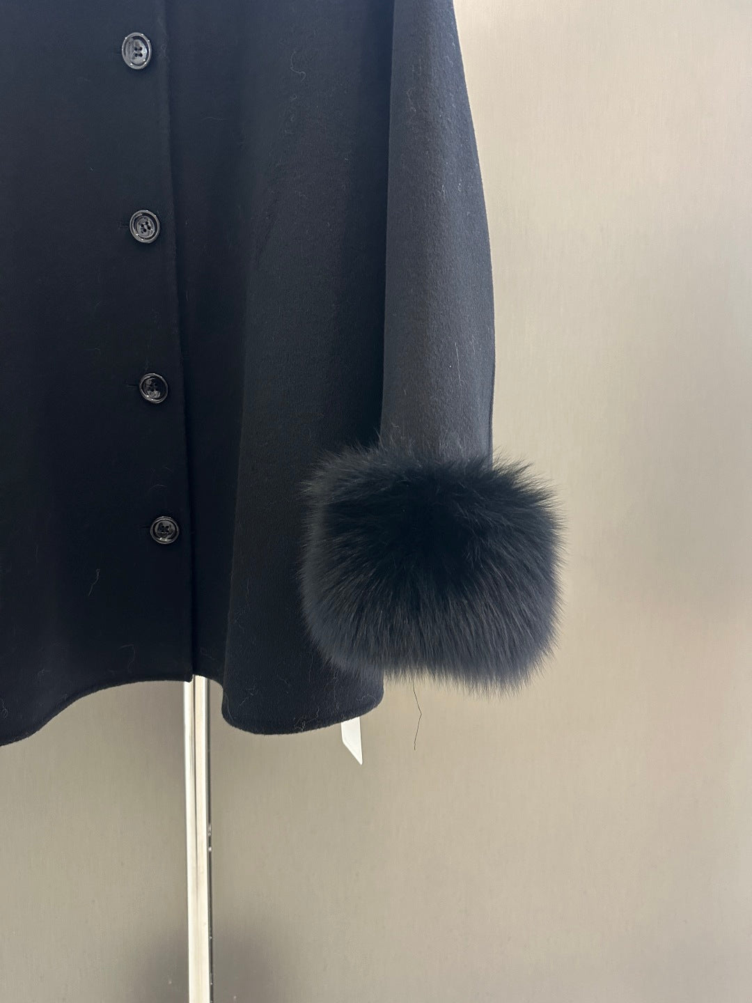 Di 25 New fox fur wool coat with matching scarf(BEIGI/BLACK/PINK)