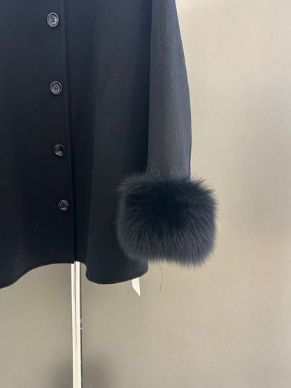 Di 25 New fox fur wool coat with matching scarf(BEIGI/BLACK/PINK)