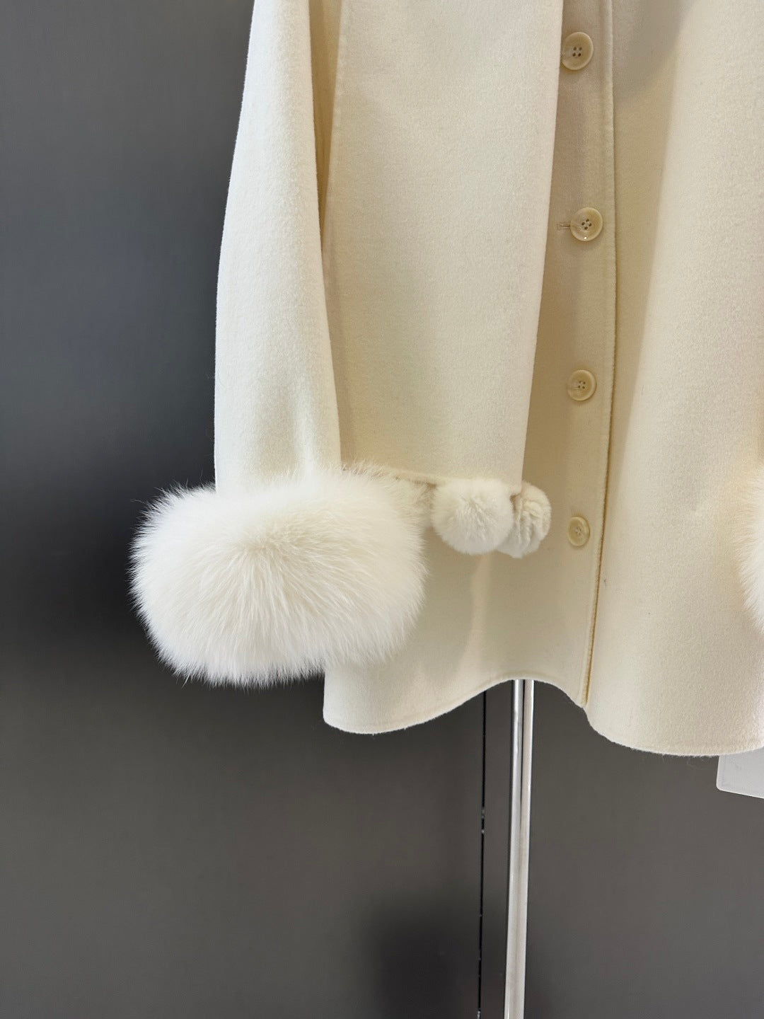 Di 25 New fox fur wool coat with matching scarf(BEIGI/BLACK/PINK)