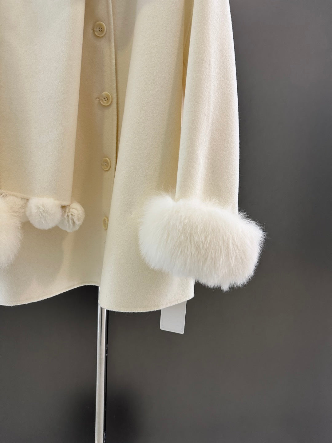 Di 25 New fox fur wool coat with matching scarf(BEIGI/BLACK/PINK)