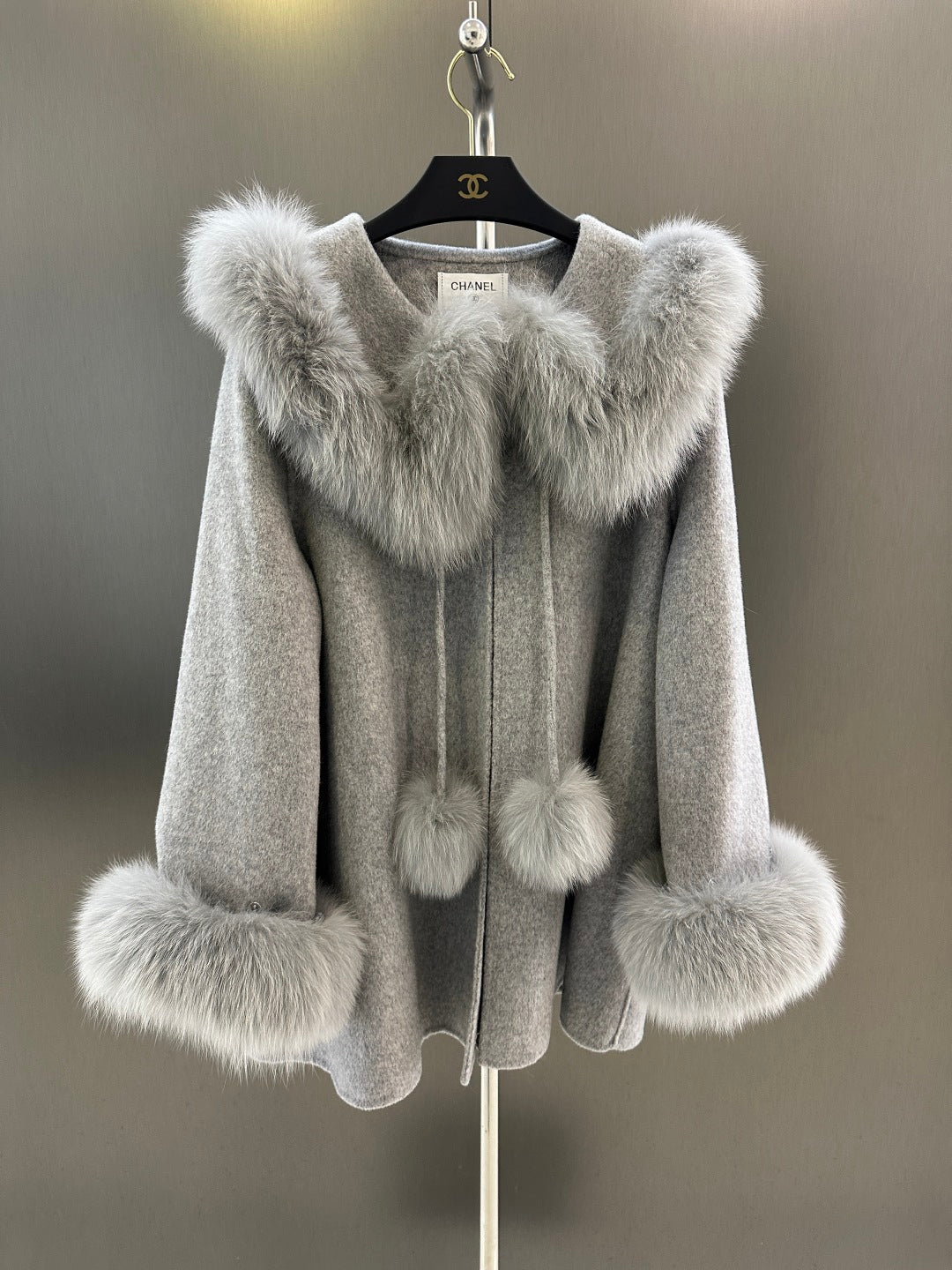 C 25fw New imported white fox fur + Australian superfine wool coat(WHITE/PINK/GRAY)