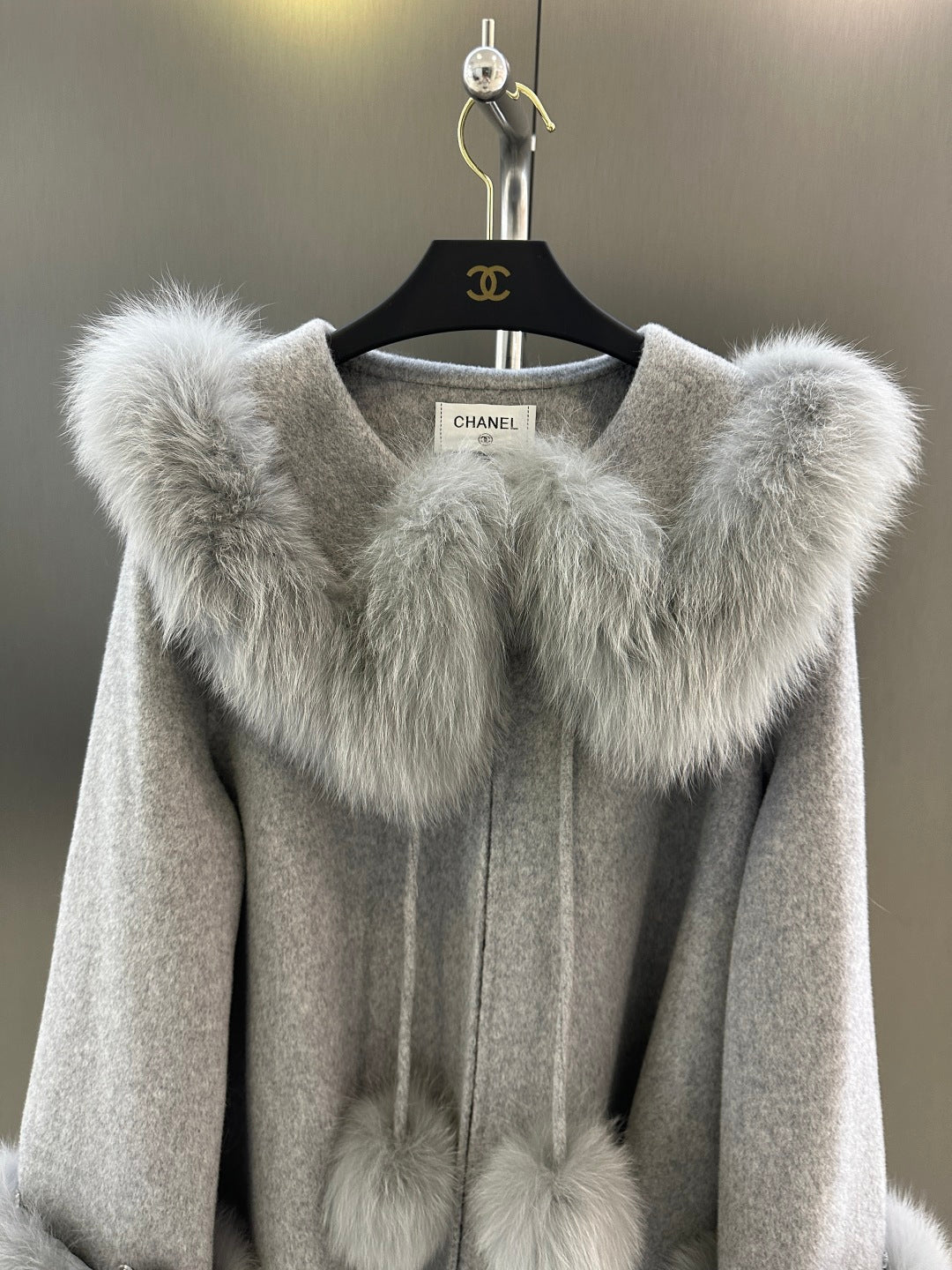 C 25fw New imported white fox fur + Australian superfine wool coat(WHITE/PINK/GRAY)