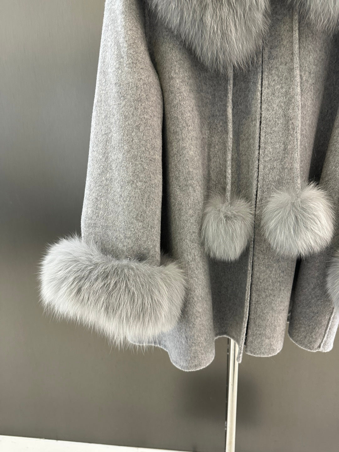 C 25fw New imported white fox fur + Australian superfine wool coat(WHITE/PINK/GRAY)