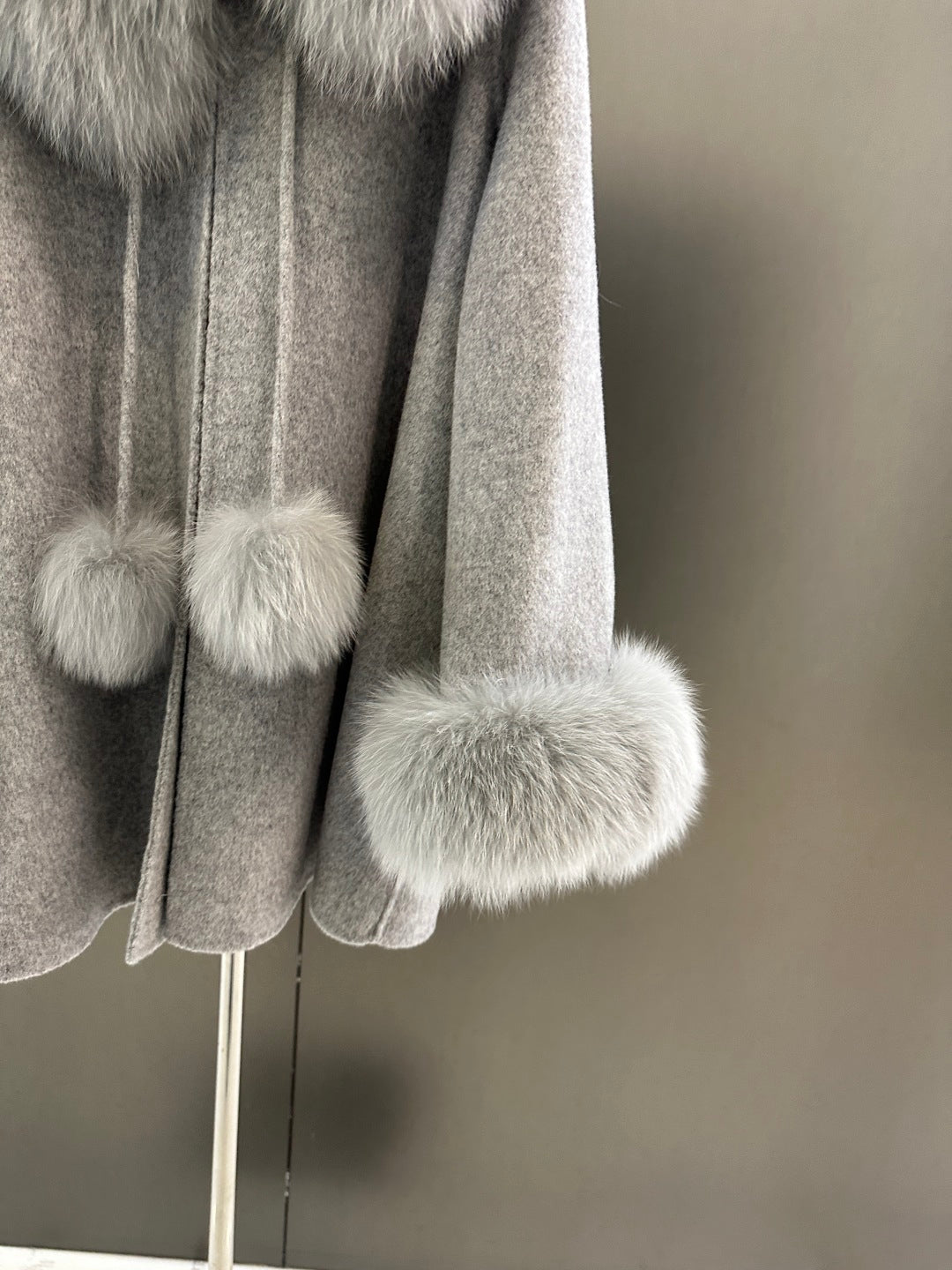 C 25fw New imported white fox fur + Australian superfine wool coat(WHITE/PINK/GRAY)