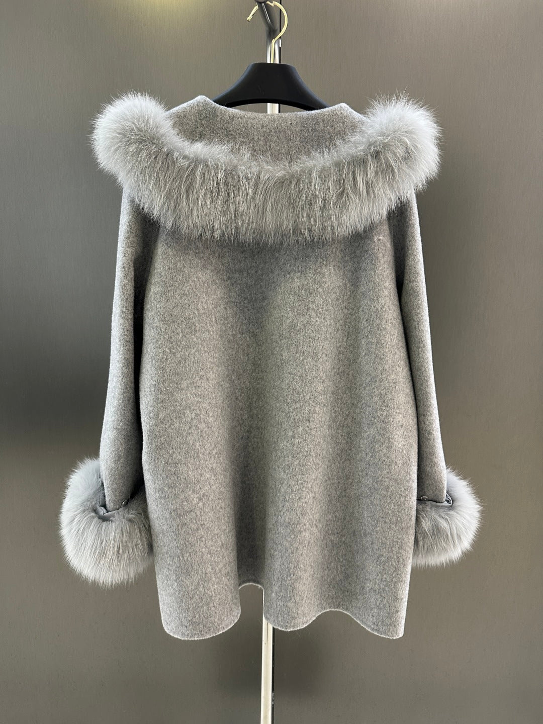 C 25fw New imported white fox fur + Australian superfine wool coat(WHITE/PINK/GRAY)
