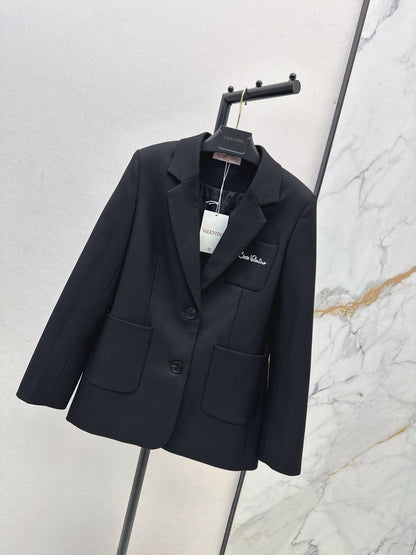Di 25 New embroidered letter logo decorated suit jacket(WHITE/BLACK)