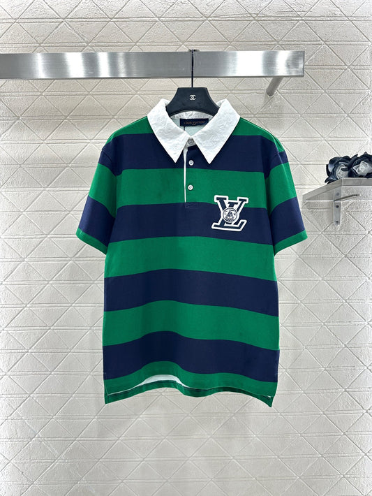 L 25 𝑝𝑜𝑙𝑜 striped short sleeves