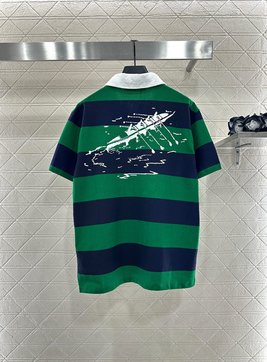 L 25 𝑝𝑜𝑙𝑜 striped short sleeves