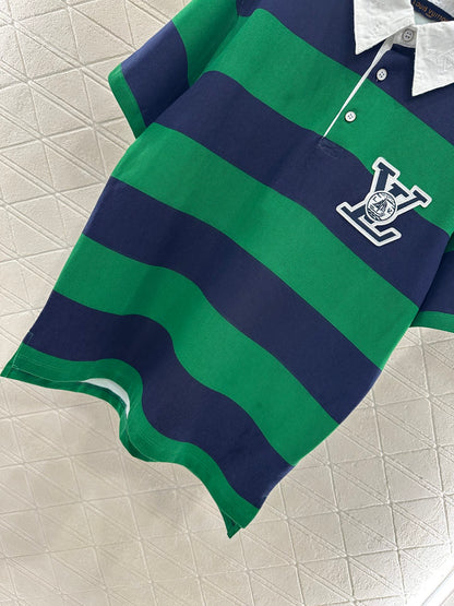 L 25 𝑝𝑜𝑙𝑜 striped short sleeves