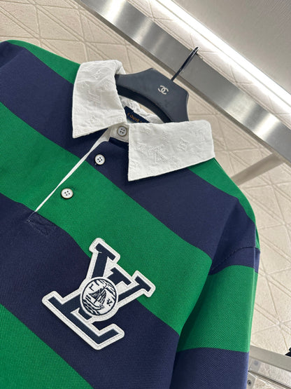 L 25 𝑝𝑜𝑙𝑜 striped short sleeves