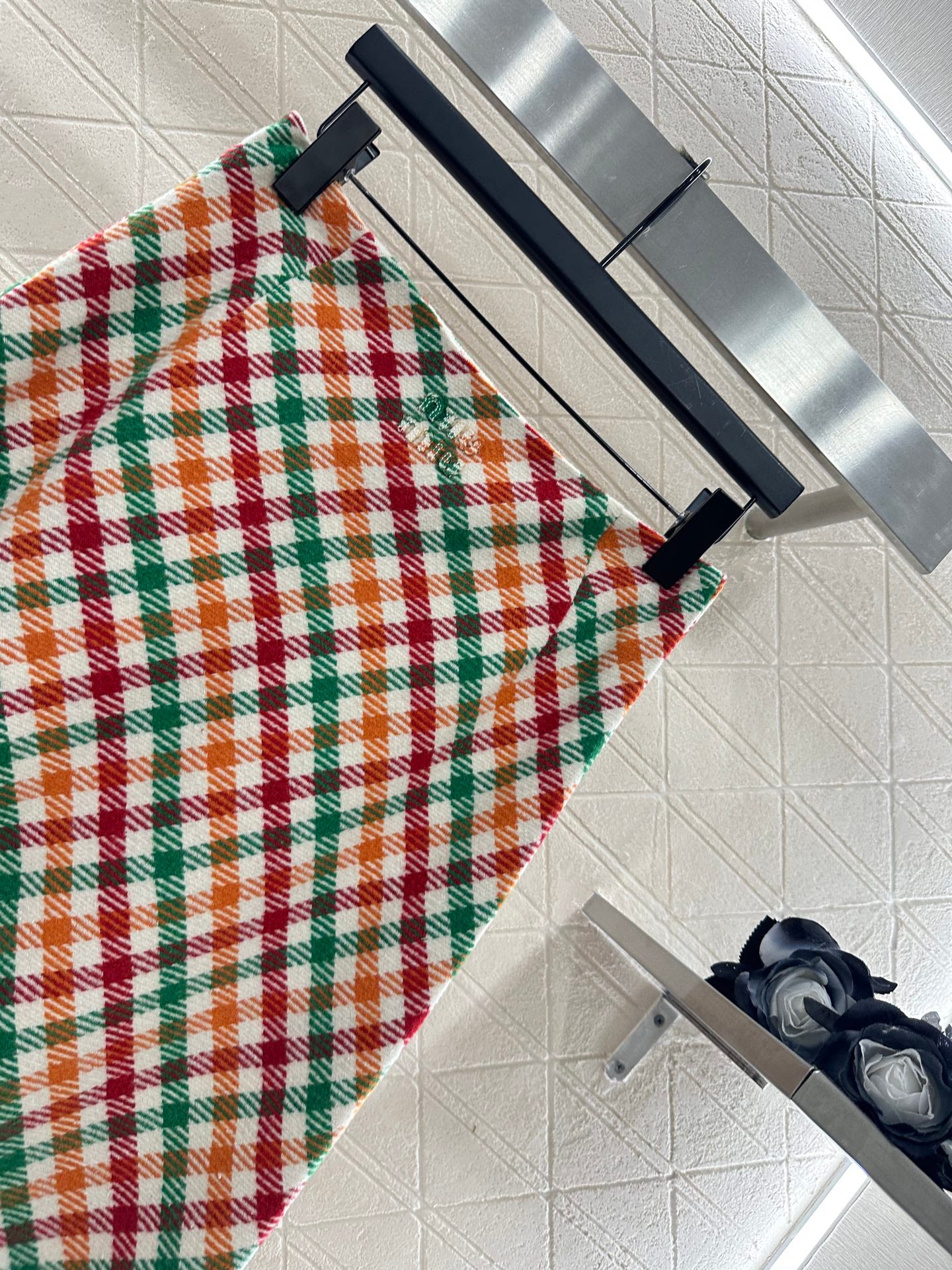Mi 25 Straight checked colorful wool skirt