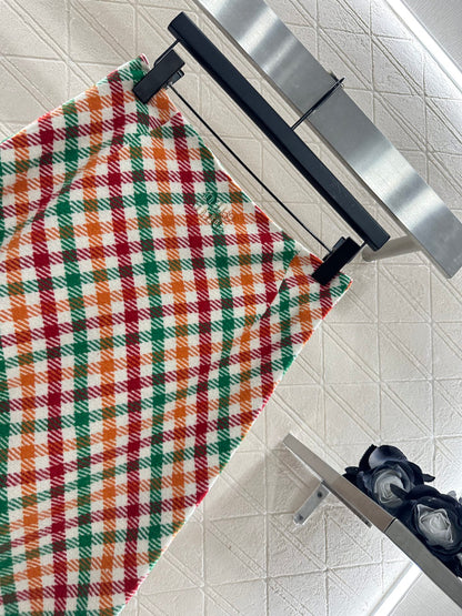 Mi 25 Straight checked colorful wool skirt