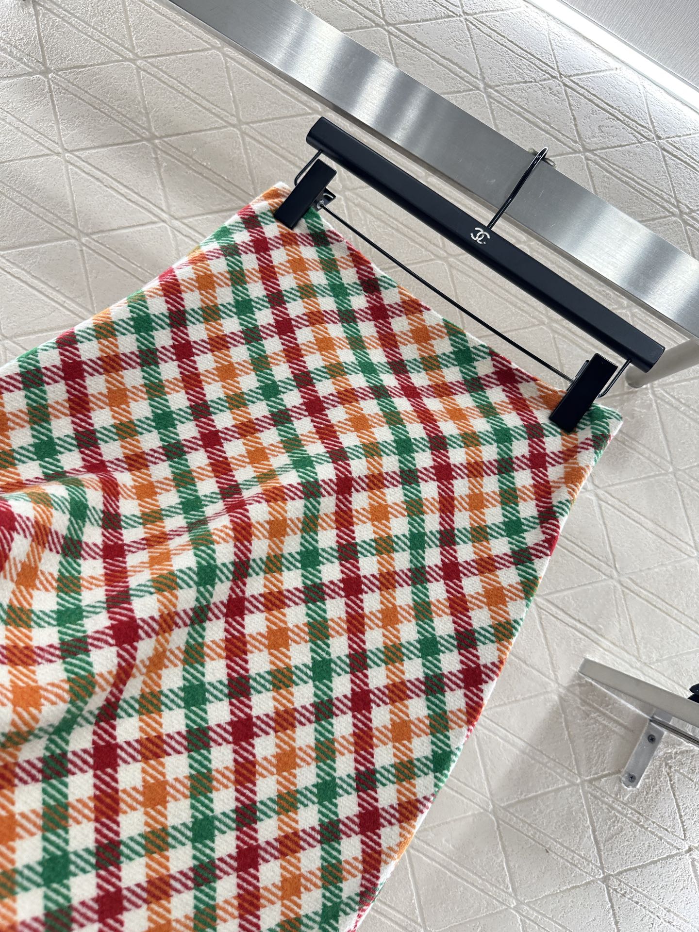 Mi 25 Straight checked colorful wool skirt