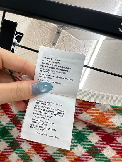 Mi 25 Straight checked colorful wool skirt