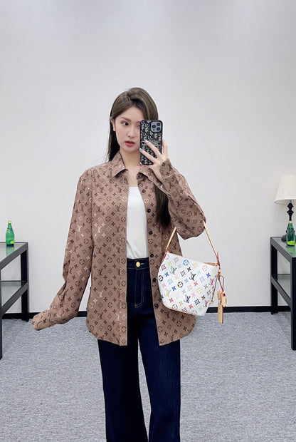 L 25 Printed lapel long-sleeved shirt