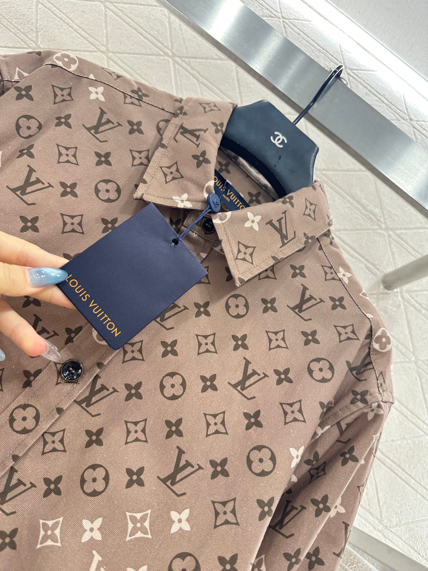 L 25 Printed lapel long-sleeved shirt